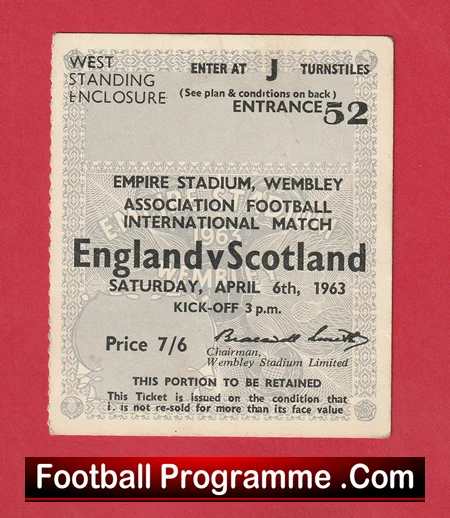 England v Scotland 1963 - Football Match Ticket - Image 2