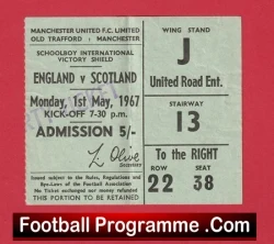 England v Scotland 1967 - Match Ticket - football memorabilia