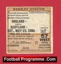 England v Scotland 1981 – Football Match Ticket