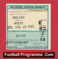 England v Wales 1983 – Football Match Ticket