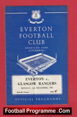 Everton v Glasgow Rangers 1963 - Friendly Match - football programme