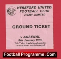 Hereford United v West Ham United 1985 – Two Football Tickets