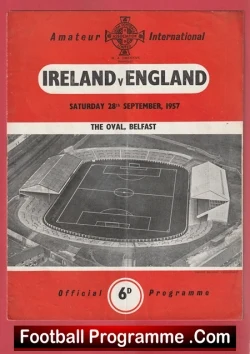 Ireland v England 1957 - Amateur International Belfast - football programme