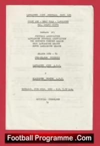 Lancaster City v Blackburn Rovers 1980 – Pre Season Friendly