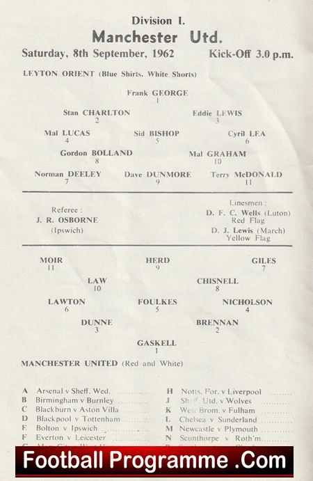 Leyton Orient v Manchester United 1962 - Man Utd - Image 3