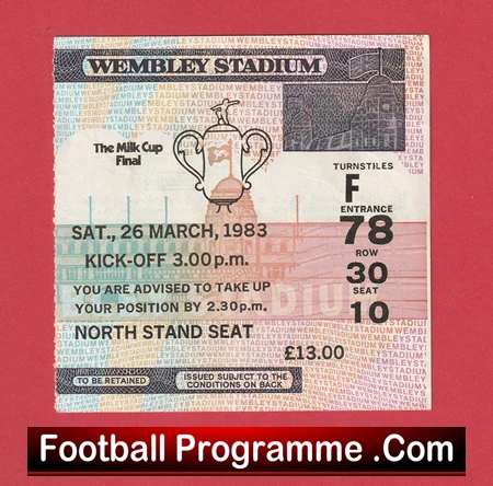 Liverpool v Manchester United 1983 - League Cup Final Ticket - Image 2