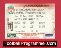 Liverpool v Manchester United 2002 – Match Ticket