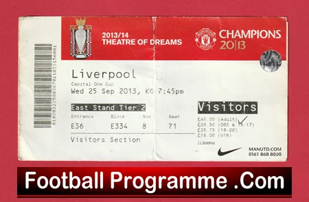 Liverpool v Manchester United 2013 - Match Ticket - Image 2