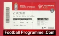Liverpool v Manchester United 2014 – Match Ticket