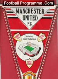 Manchester United Multi Signed Pennant Flag Man Utd Early 1990s