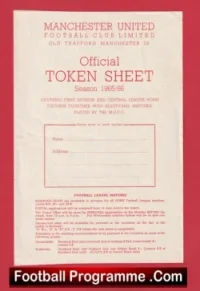 Manchester United Official Man Utd Token Sheet 1965 – 1966