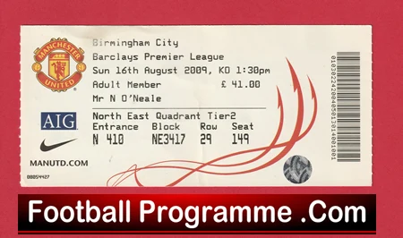 Manchester United v Birmingham City 2009 - Football Ticket Man Utd - Image 2