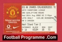 Manchester United v Croatia Zagreb 2002 – Match Ticket