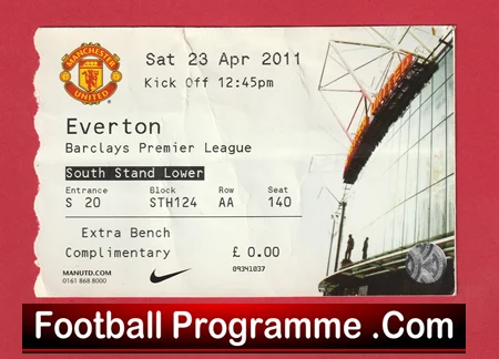 Manchester United v Everton 2011 - Football Ticket - Image 2