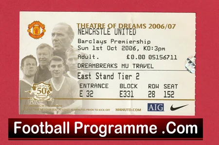 Manchester United v Newcastle United 2006 - Match Ticket Man Utd - Image 2