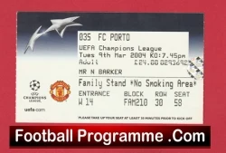 Manchester United v Porto FC 2004 - Match Ticket - football memorabilia