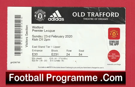 Manchester United v Watford 2020 - Football Ticket - Image 2