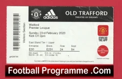 Manchester United v Watford 2020 - Football Ticket - football memorabilia