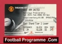 Manchester United v West Ham United 2006 – Match Ticket