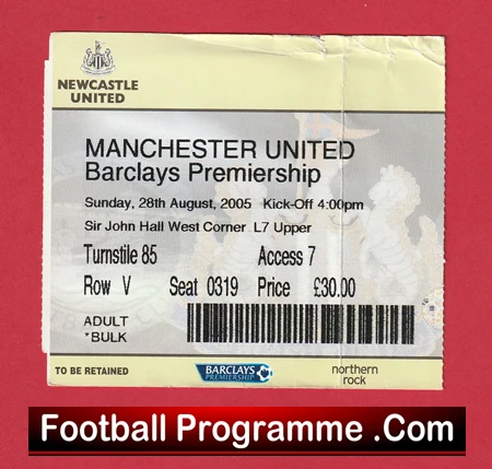 Newcastle United v Manchester United 2005 - Football Ticket - Image 2