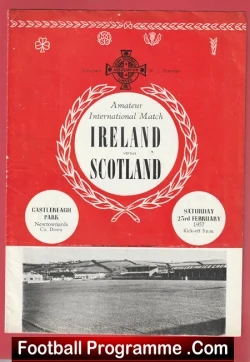 Northern Ireland v Scotland 1957 - Amateur Castlereagh Newtownards - football programme