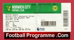 Norwich City v Manchester United 2021 - Football Ticket - football memorabilia