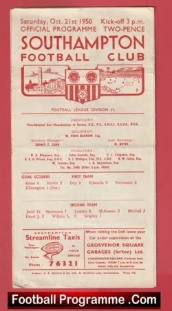 Southampton v Notts County 1950 - football programme