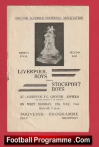 Stockport Schoolboys v Liverpool Schoolboys 1948 Trophy Cup Final