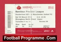 Sunderland v Manchester United 2013 - Football Ticket - football memorabilia