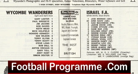 Wycombe Wanderers v Israel FA 1981 - Friendly Match Jewish Team - Image 3