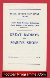 Great Baddow v Marine Shops 1964 – Essex Junior Cup Final
