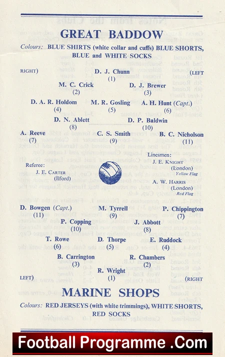 Great Baddow v Marine Shops 1964 - Essex Junior Cup Final - Image 3