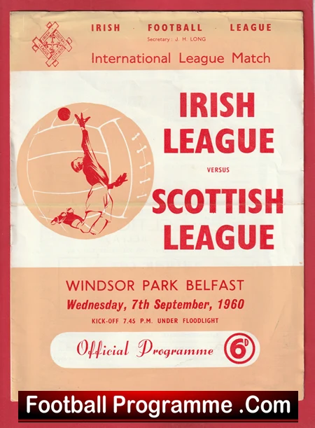 Irish League v Scottish League 1960 - Windsor Park Belfast Ireland - Image 2