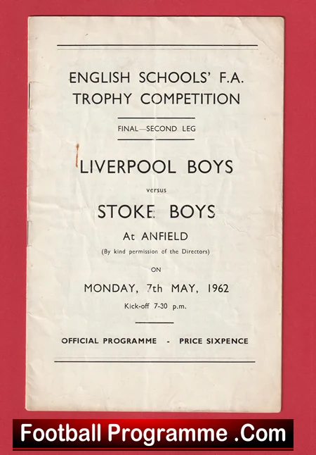 Liverpool Boys v Stoke Boys 1962 - Cup Final 2nd Leg - Image 2