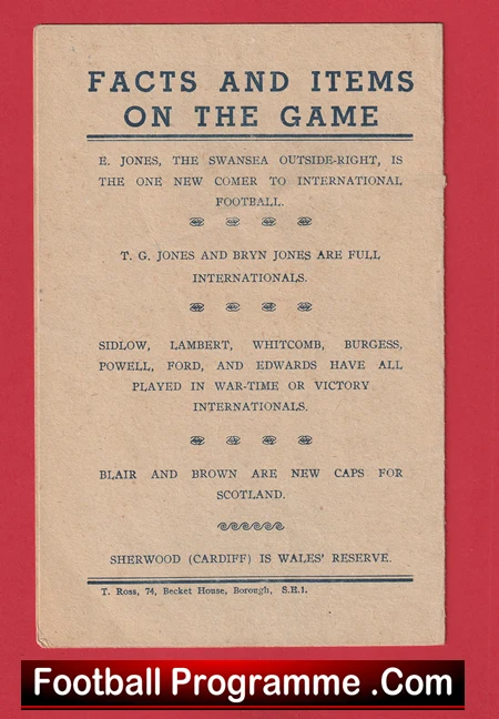 Wales v Scotland 1946 - at Wrexham Pirate Football Programme - Image 4