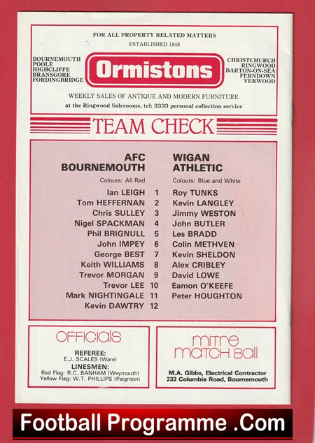 Bournemouth v Wigan Athletic 1983 - George Best Last - Image 3