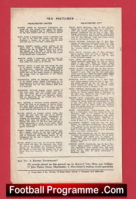 Manchester United v Manchester City 1964 - Youth Cup Semi Final G Best - Image 4