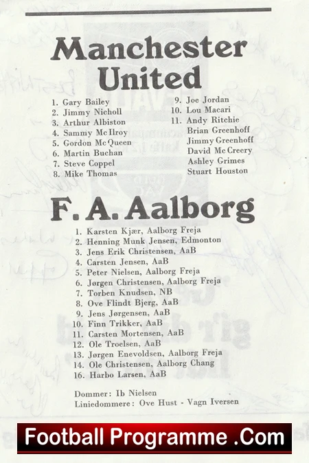 Aalborg v Manchester United 1979 - Multi Signed Autograph - Image 3
