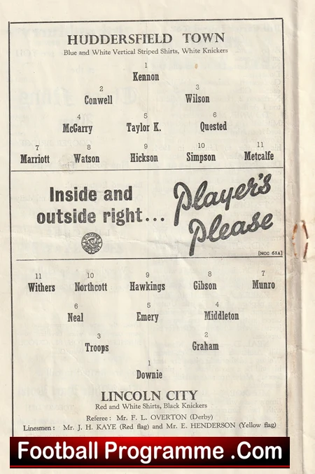 Huddersfield Town v Lincoln City 1956 - Denis Law - Image 3