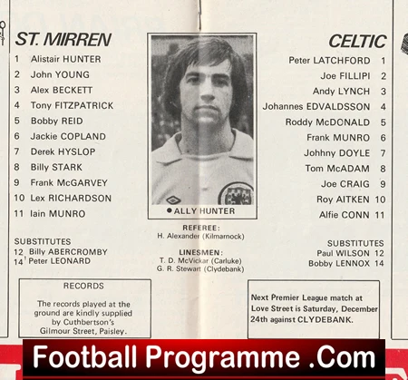 St Mirren v Glasgow Celtic 1977 - Alex Ferguson Manager - Image 3