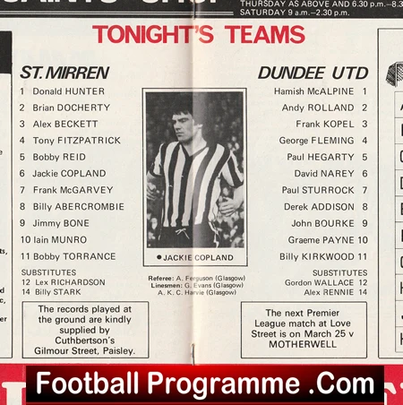 St Mirren v Dundee United 1978 - Alex Ferguson Manager - Image 3