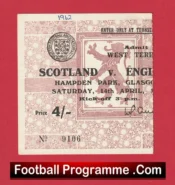 Scotland v England 1962 – Match Ticket
