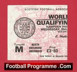 Scotland v Australia 1985 - Ticket Alex Ferguson Manager