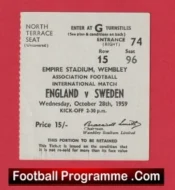 England v Sweden 1959 – Match Ticket