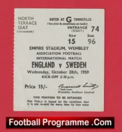 England v Sweden 1959 – Match Ticket