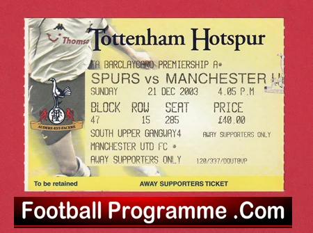 Tottenham Hotspur v Manchester United 2003 - Match Ticket - Image 2