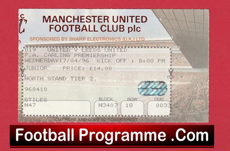 Manchester United v Leeds United 1996 - Football Ticket - Image 2