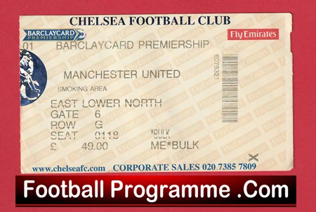 Chelsea v Manchester United 2003 - Football Ticket - Image 2