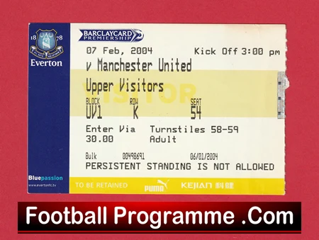 Everton v Manchester United 2004 - Football Match Ticket - Image 2