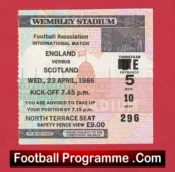 England v Scotland 1986 – Ticket Alex Ferguson Scotland Manager